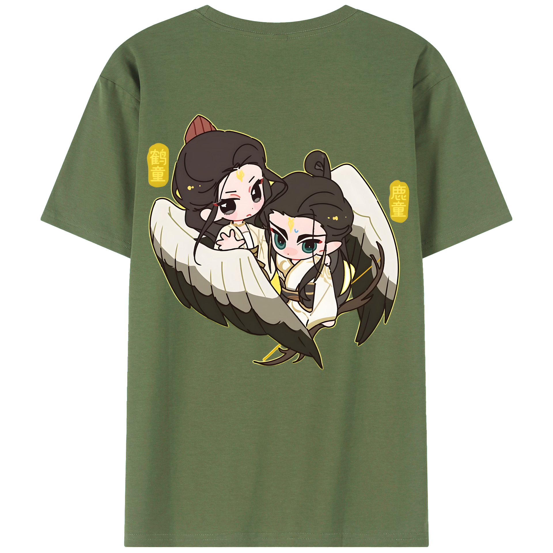 （画像用） Ne Zha 2 ナタ 魔童の大暴れ 綿100％ メンズ半袖Tシャツ（バックプリント） 通気性